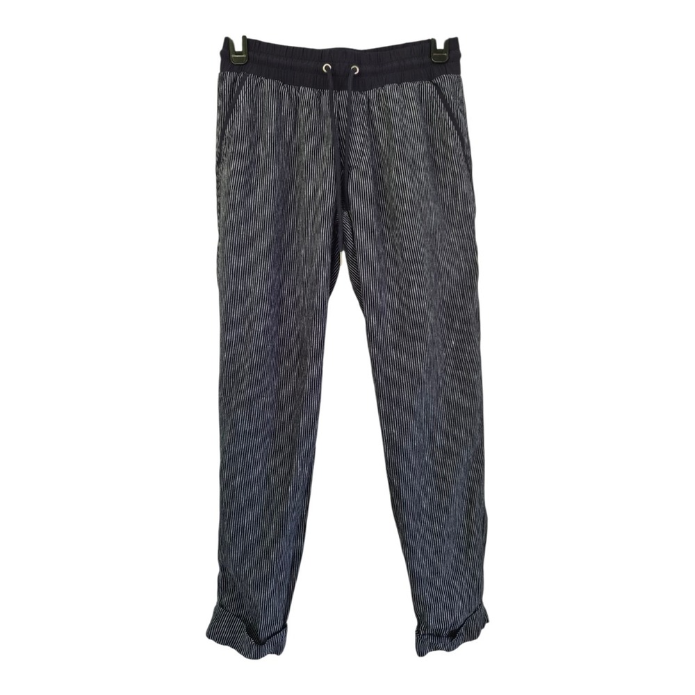 Athleta Stripe Bali Linen Ankle Pant Blue Size 0‎ Casual Summer Lagenlook